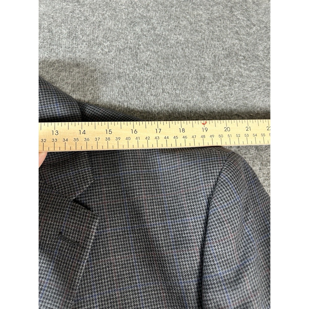 Men's Check Sport Coat Jos. A. Bank Traditional Fit Gray Wool Jacket46L - Picture 4 of 10